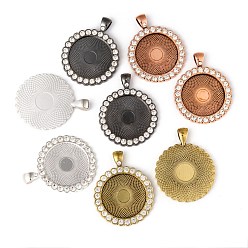 Кристалл Плоские настройки кулон кабошон круглый сплав горный хрусталь, разноцветные, кристалл, лоток : 25 мм, 43x34x3 мм, отверстия: 4x7 mm, 38 шт / пакет