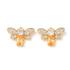 Золотистый Латунные микро проложить кубического циркония подвески, прелести пчел, без никеля , реальный 18 k позолоченный, золотые, 13x18x4.5 мм, отверстие : 1.4 мм