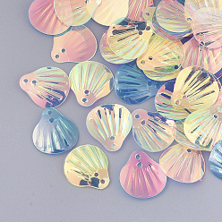 (52) Непрозрачная лаванда Аксессуары для орнаментов, пластиковые пайетки / блестки из пвх, формы раковины, разноцветные, 13.5x12.5x0.5 мм, отверстия: 1.2 мм, около 200 шт / мешок