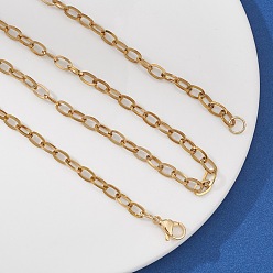 Золотой 4мм 304 ожерелья из нержавеющей стали с цепочкой для женщин, золотые, 24.41 дюйм (62 см)