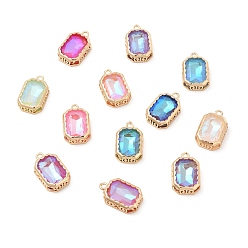 (52) Непрозрачная лаванда K 9 стеклянные подвески, с фурнитурой из светло-золотой латуни, прямоугольник амулеты, разноцветные, 19x12x5 мм, отверстие : 1.8 мм