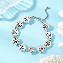 Античное Серебро 304 браслеты из звеньев цепи из нержавеющей стали для женщин, с раковиной улитки из сплава в тибетском стиле, античное серебро, 7.64 дюйм (19.4 см)