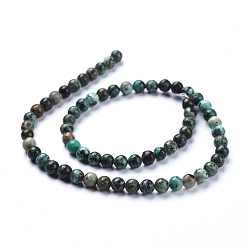 African Turquoise(Jasper) Natural African Turquoise(Jasper) Beads Strands, Round, 6mm, Hole: 1mm, about 61pcs/strand, 15 inch