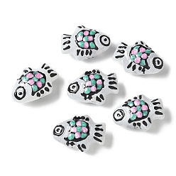 Белый Бусины из стеклянной эмали, окрашенные методом запекания, бусины ручной работы, рыба, белые, 20x14x9.5 мм, отверстие : 1.4 мм