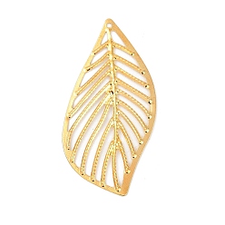 Золотой Железные подвески, полый, лист, золотые, 43x22x0.8 мм, отверстие : 1.2 мм