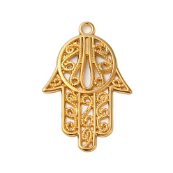 Настоящее золото 18K Ионное покрытие (ip) 304 подвески из нержавеющей стали, хамса рука/рука мириам прелести, реальный 18 k позолоченный, 44x28.5x2 мм, отверстие : 2.5 мм