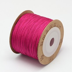 Medium Violet Red Nylon Chinese Knotting Cord, Braided Thread for Jewelry Making Macrame Craft, Medium Violet Red, 0.6mm, about 109.36 yards(100m)/roll