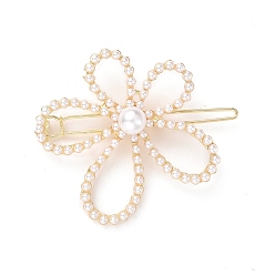 Light Gold Barrettes de cheveux en alliage de strass, fleur, cristal ab, or et de lumière, 57x47x5mm