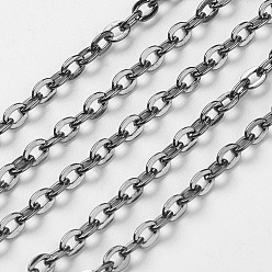 Gunmetal Iron Cable Chains, Unwelded, with Spool, Flat Oval, Cadmium Free & Lead Free, Gunmetal, 4.1x3x0.5mm, about 328.08 Feet(100m)/roll