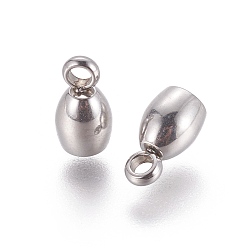 Stainless Steel Color Tarnish Resistant 202 Stainless Steel Cord Ends, End Caps, Stainless Steel Color, 8x4.5mm, Hole: 1.5mm, Inner Diameter: 3mm