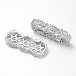 Платина Скань латунные микро проложить кубического циркония распорные проставки, платина, 18x7x2.5 мм, отверстие : 1 мм