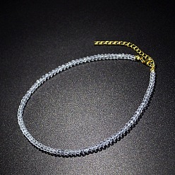 Claro Gargantillas con cuentas redondas facetadas de vidrio y cadenas terminales de aleación de zinc., dorado, Claro, 11.81 pulgada (30 cm)
