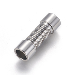 Stainless Steel Color Tarnish Resistant 304 Stainless Steel Magnetic Clasps with Glue-in Ends, Column, Stainless Steel Color, 26x8.5mm, Hole: 6mm