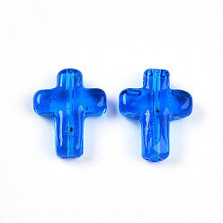 Озёрно--синий Бусины лэмпворк , крестик, Плут синий, 24~26x20~20.5x6~7.5 мм, отверстие : 1.6~1.8 мм
