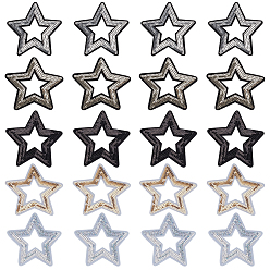 Mixed Color 20Pcs 5 Colors Polyester with Plastic Paillette Sew On Patches, Cloth Appliques, Star, Mixed Color, 82x82x1mm, 4pcs/color