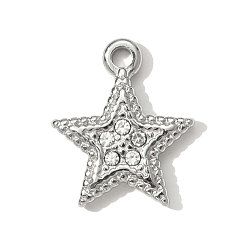 Нержавеющая Сталь Цвет 304 из нержавеющей стали амулеты горный хрусталь, звезды прелести, цвет нержавеющей стали, 15x13 мм