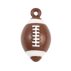 Coconut Brown Alloy Enamel Pendants, Rugby Charms, Coconut Brown, 23x12.5x3mm, Hole: 1.5mm