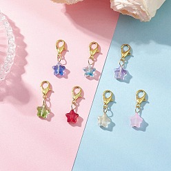 Золотой Стеклянные звезды, прозрачные подвесные украшения, Сплав с застежками когтя омара, золотые, 23.5 мм