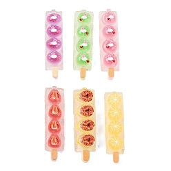 Mixed Color Printed Transparent Resin Imitation Food Cabochons, Fruit Tanghulu, Mixed Color, 63~64x16.5~17.5x12.5~14.5mm
