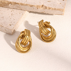 Золотой 304 серьги-гвоздики с многокруглыми узлами из нержавеющей стали, золотые, 14.1 мм