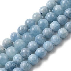 Aigue-marine Aigue-marine naturelle brins de perles, ronde, 8mm, Trou: 1mm, Environ 23 pcs/chapelet, 7.09~7.48'' (18~19 cm)