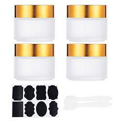 Clear Frosted Glass Cosmetics Cream Jar, Empty Portable Refillable Bottle, Face Mask Cream Spoon Plastic Stick and Chalkboard Sticker Labels, Clear, 18x14x12cm