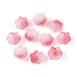 Светло-Коралловый Прозрачные двухцветные колпачки для стеклянных бусин, окрашенные аэрозольной краской, цветок, свет коралловый, 7x11.5x11.5 мм, отверстие : 0.8~1.4 мм, около 1950~2000 шт / упаковка