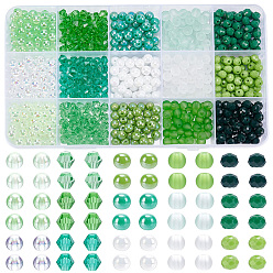 Зеленый 750шт. 15 стили наборы для самостоятельного изготовления бусин ко Дню Святого Патрика, в том числе акриловые бусины, Стеклянные бусины, зелёные, 6~6.5x6~6.5 мм, отверстие : 1~1.8 мм, 50 шт / стиль