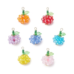 (52) Непрозрачная лаванда Подвески из фруктового стекла, с синтетическими бусинами императорской яшмы, окрашенными в черный цвет, и акриловыми подвесками, и 304 петлей из нержавеющей стали, граненые, разноцветные, 24.5~25x17~17.5 мм, отверстие : 3x2 мм