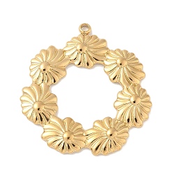 Настоящее золото 18K 304 подвески из нержавеющей стали, , ионное покрытие (ip), реальный 18 k позолоченный, 32x30x2.5 мм, отверстие : 1.6 мм