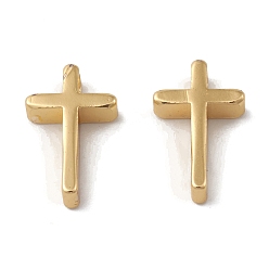 Real 18K Gold Plated Rack Plating Brass Charms, Cross Charm, Cadmium Free & Lead Free, Long-Lasting Plated, Real 18K Gold Plated, 13x8.5x3mm, Hole: 2mm