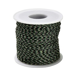 Темно-Зеленый 100m плетеные полиэфирные шнуры, для изготовления ювелирных изделий, круглые, темно-зеленый, 1 мм, около 109.36 ярдов (100 м) / рулон