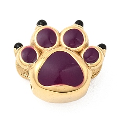 Золотой 304 из нержавеющей стали европейские шарики, с эмалью, бусины с большим отверстием, ионное покрытие (ip), отпечаток лапы, золотые, 12x13x8 мм, отверстие : 4.5 мм