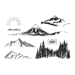 Black Silicone Stamp/Seal, for DIY Scrapbooking, Photo Album Decorative, Cards Making, Stamp Sheets, Snow Mountain, Black, 155x105mm