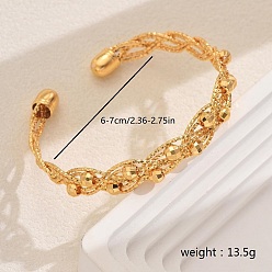 Золотой Латунь манжеты браслеты, браслеты крест-накрест для женщин, золотые, внутренний диаметр: 1/4 дюйм (0.6 см) ~ 1/4 дюйм (0.7 см)