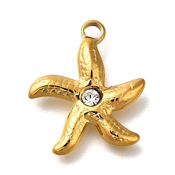 Кристалл Ионное покрытие (ip) 304 подвески из нержавеющей стали со стразами, морская звезда, реальный 14 k позолоченный, кристалл, 19x16x3 мм, отверстие : 2 мм