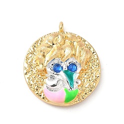 Рыбы Латунные микропроволочные кубические циркониевые подвески из эмали, cmолой, чары созвездий, реальный 18 k позолоченный, Рыбы, 22~23x19.5~20x5.5~6 мм, отверстие : 1.2 мм