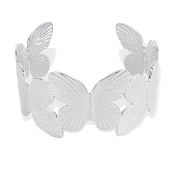 Нержавеющая Сталь Цвет Браслеты-манжеты из нержавеющей стали для женщин, бабочка, цвет нержавеющей стали, 6-7/8 дюйм (17.6 см)