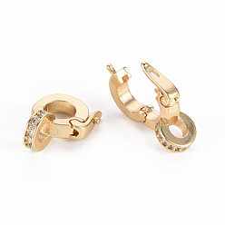Real 18K Gold Plated Brass Micro Pave Cubic Zirconia Fold Over Clasps, Nickel Free, Real 18K Gold Plated, 16x11.5x7mm, Hole: 3.5mm