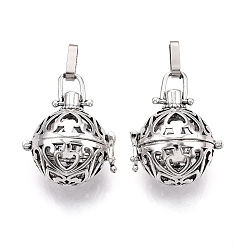 Античное Серебро Подвески из латуни, без никеля , для ожерелья, полый круглый, античное серебро, 28x26x22 мм, отверстие : 3x6 мм, внутренней меры: 18 мм