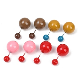 (52) Непрозрачная лаванда 4 пары 4 цветные пластиковые круглые серьги-гвоздики, мяч серьги, платина, разноцветные, 16 мм, 1 пара / цвет