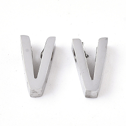 Letter V Anlaufgeschützt 201 Charms aus Edelstahl, Edelstahl Farbe, letter.v, 8x5x3 mm, Bohrung: 1.6 mm