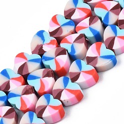 Небесно-голубой Полимерной глины ручной работы бисер нитей, для поделок ювелирных изделий, сердце, голубой, 9x10x4 мм, отверстие : 1.5 мм, около 40~41 шт / нитка, 13.39 дюйм ~ 13.78 дюйм (34~35 см)