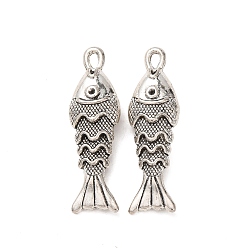 Античное Серебро Сплавочные подвески тибетского стиля, рыбы прелести, античное серебро, 31x9x5.5 мм, отверстие : 2x1.5 мм, Около 322 шт / 1000 г