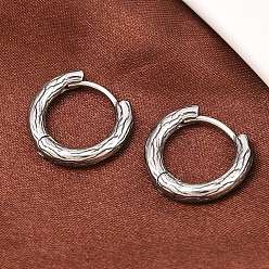 Античное Серебро 316 серьги-кольца из текстурированной хирургической нержавеющей стали, античное серебро, 14x15.5x2.5 мм