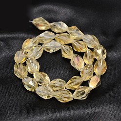 Navajo White Full Rainbow Plated Faceted Bicone Glass Bead Strands, Navajo White, 16x10mm, Hole: 1mm, about 27pcs/strand, 16.3 inch