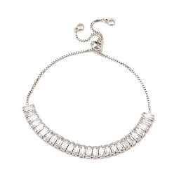 Платинированный Регулируемые латунные теннисные браслеты с микропаве из кубического циркония, долговечные браслеты-слайдеры с покрытием для женщин, Реальная платина, внутренний диаметр: 1-1/8~2-7/8 дюйм (2.7~7.4 см)