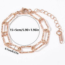 Розовое Золото 304 Браслеты из нержавеющей стали в виде цепочек с текстурой скрепки для женщин, розовое золото , 5.91 дюйм (15 см)