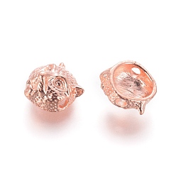 Rose Gold Tibetan Style Alloy Beads, Leopard Head, Rose Gold, 11x10x6.5mm, Hole: 1.8mm