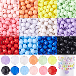 (52) Непрозрачная лаванда 840 шт. 12 стили непрозрачные акриловые бусины, круглые, граненые, разноцветные, 8 мм, отверстие : 1.6 мм, 70 шт / цвет
